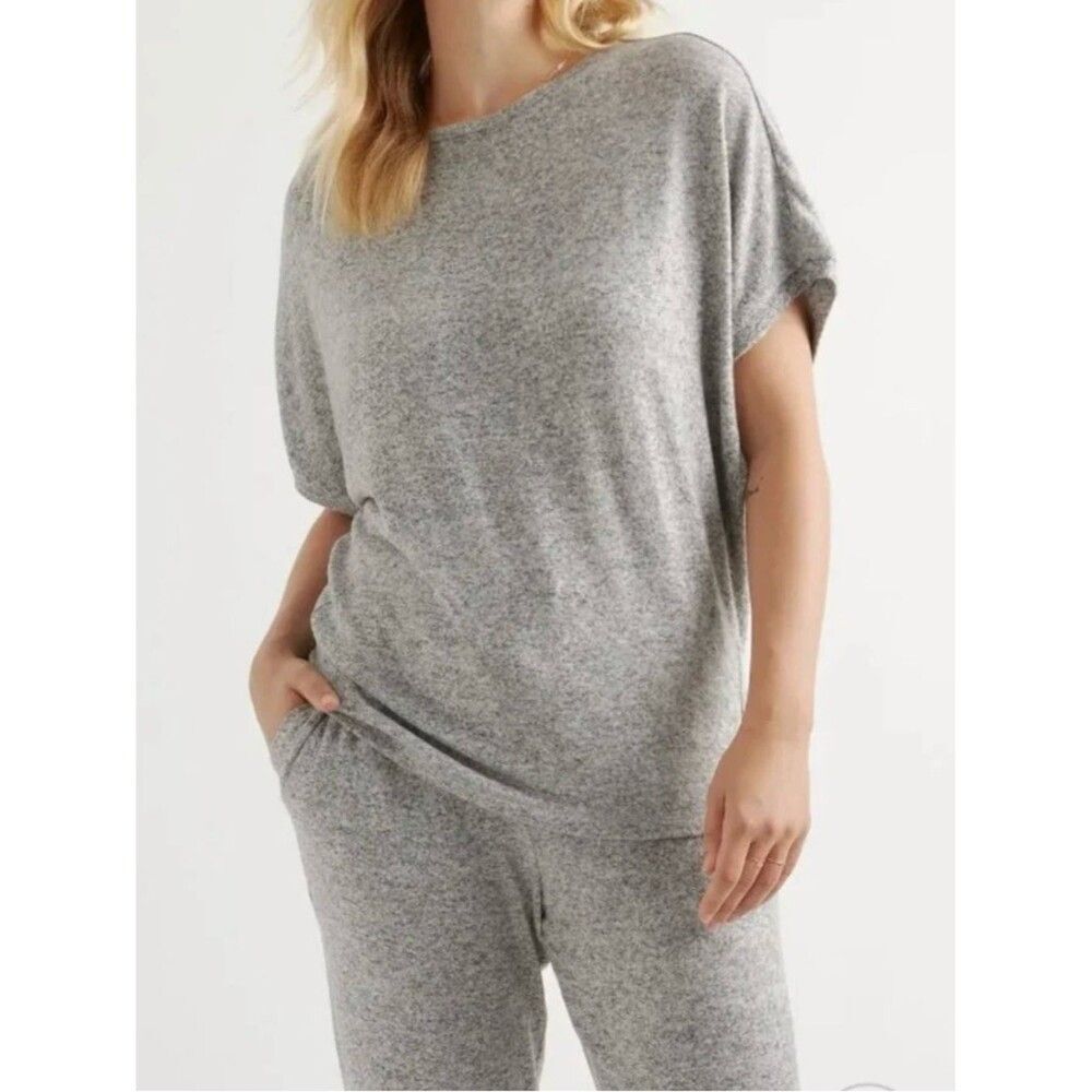 Quince brushed short sleeve lounge tee heather grey women’s small